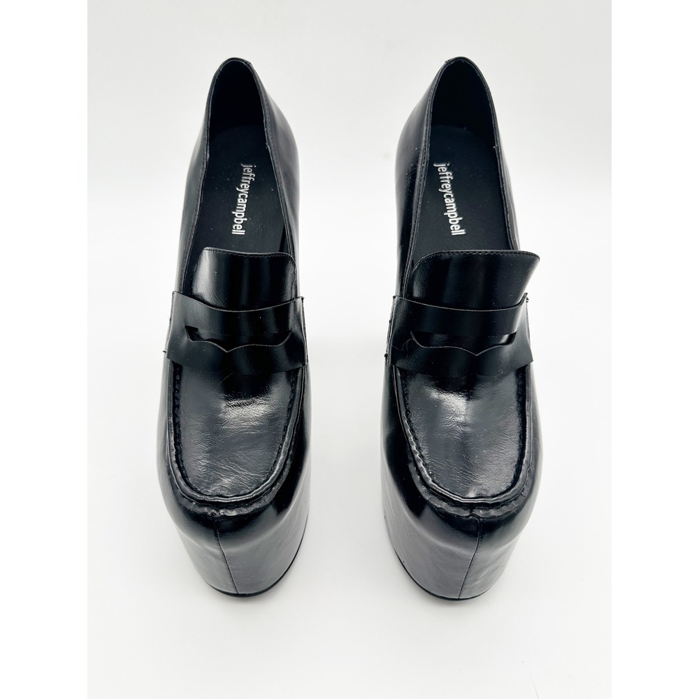 Jeffrey Campbell Long Last Platform Penny Loafers in Black Size 8.5 whimsigoth - Picture 5 of 15